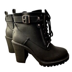 Torrid 7 WW Extra Wide Biker Whimsygoth Block Heel Chunky Lug Sole Hiker Bootie